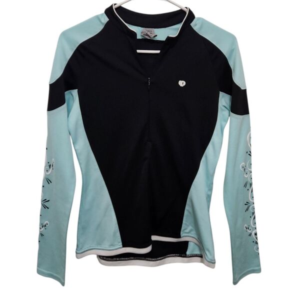 Pearl Izumi Half Zip Color Block Floral Sleeve Cycling Jersey M - Picture 1 of 3